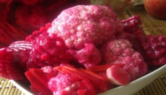 Цветная капуста по-корейски со свеклой на зиму